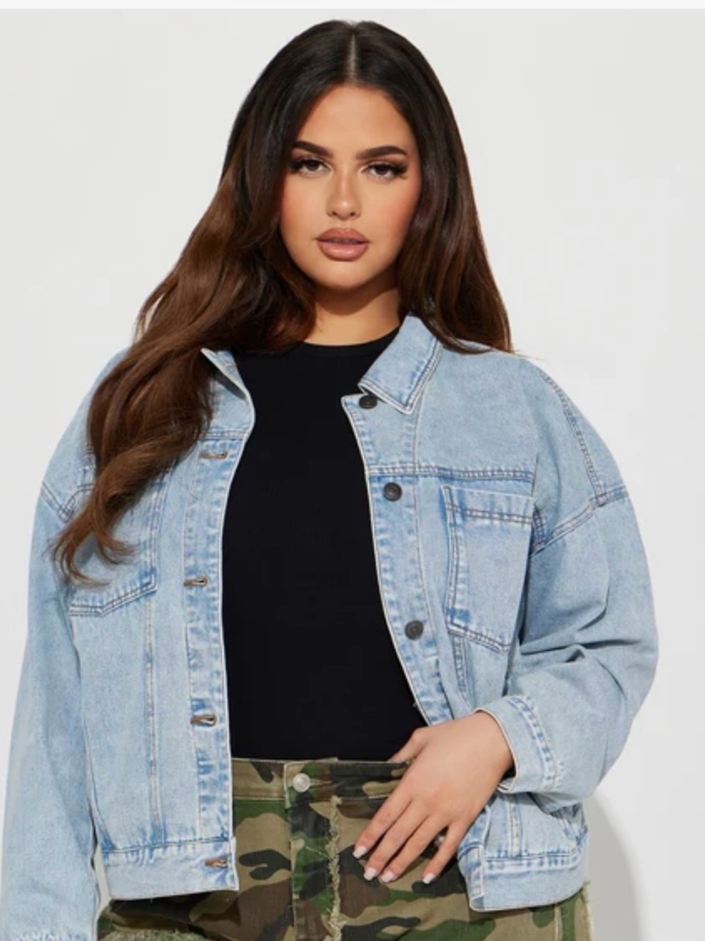 Fashion Nova Light Blue Oversized Denim Jacket